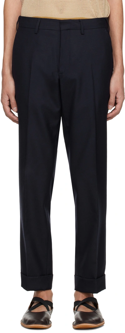 Dries Van Noten Navy Tapered Trousers In 509 Navy