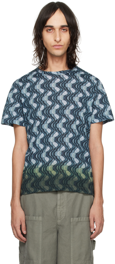 Dries Van Noten Blue Hand-dyed T-shirt In 901 Anthracite