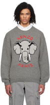 Kenzo Elephant Knit Sweater In Misty Grey