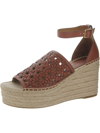 TORY BURCH Womens Leather Wedge Espadrilles