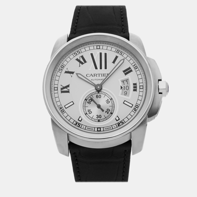 Pre-owned Cartier W7100037 Automatic Men's Wristwatch 42 Mm In Silver