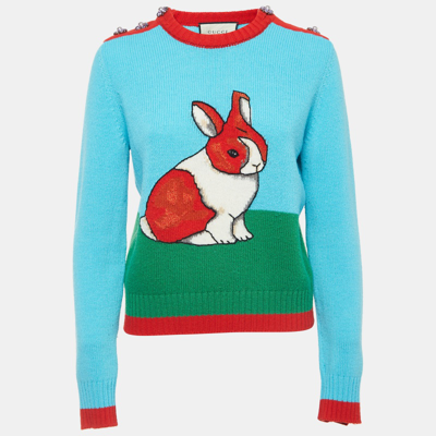 Pre-owned Gucci Multicolor Rabbit Intarsia Wool Sweater S