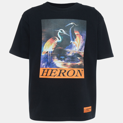 Pre-owned Heron Preston Black Graphic Print Cotton T-shirt M