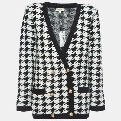 Pre-owned L Agence Black/white Maddy Houndstooth Double Breasted Cardigan L