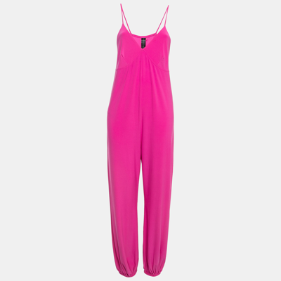 Pre-owned Norma Kamali Pink Lycra Slip Jog Jumpsuit L