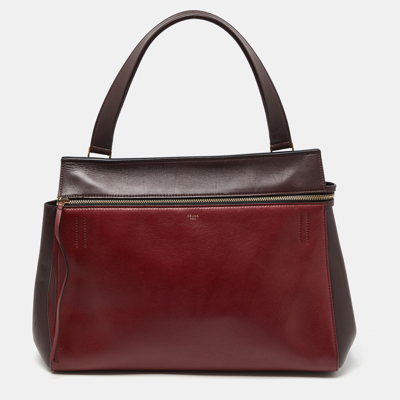 Pre-owned Celine Burgundy/red Leather Large Edge Top Handle Bag