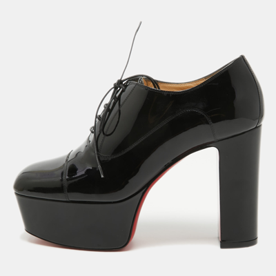 Pre-owned Christian Louboutin Black Patent Leather Goosinette Pumps Size 36