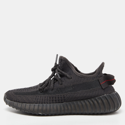 Pre-owned Yeezy X Adidas Black Knit Fabric Boost 350 V2 Black (non Reflective) Trainers Size 38