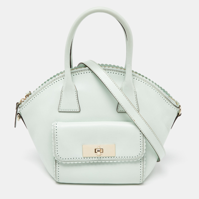 Pre-owned Kate Spade Mint Green Scalloped Leather Satchel