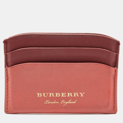 Pre-owned Burberry Burgundy/light Red Leather Card Holder
