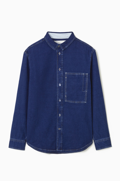 Cos Utility Cotton Overshirt In Blue