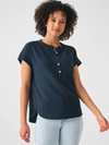 Faherty Dream Cotton Gauze Desmond Top In Navy