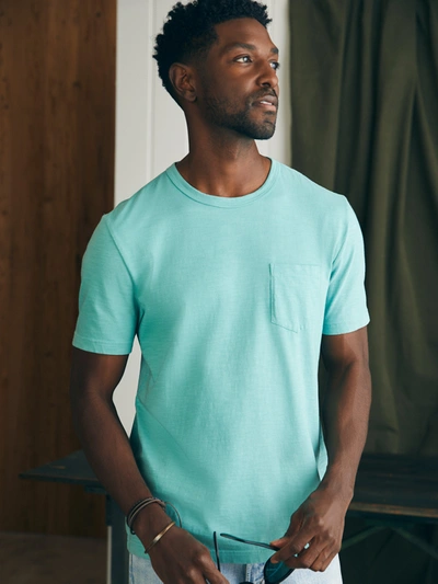 Faherty Sunwashed Pocket T-shirt In Island Teal