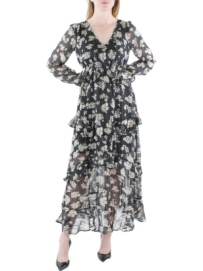Jessica Simpson Bianca Womens Floral Cut Out Maxi Dress In Black