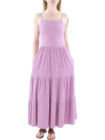 Splendid Myla Womens Linen Blend Tiered Midi Dress In Purple