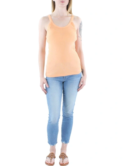 Re/done Womens Cotton Ribbed Tank Top In Orange