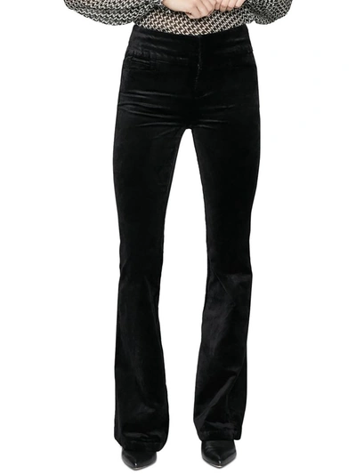 Paige Womens Velvet Flare High-waist Pants In Black