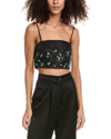 Ganni Embellished Crop Camisole In Black