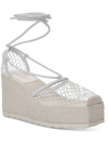 Bottega Veneta White Sporty Web Wedge Espadrilles In White
