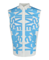 Burberry Slogan Print Sleeveless Shirt In Blue