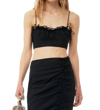Ganni Bow-detailed Crepe Bra Top In Black