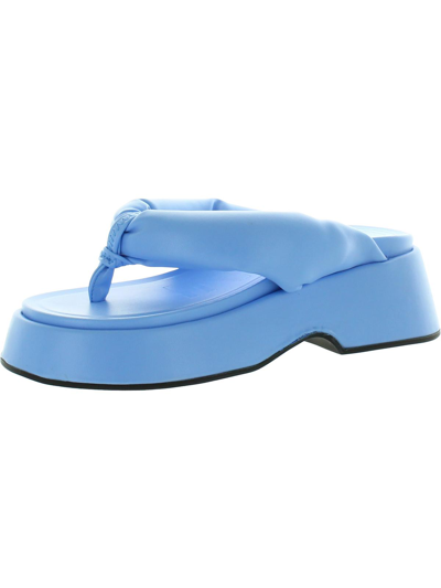 Ganni Womens Faux Leather Chunky Platform Sandals In Blue