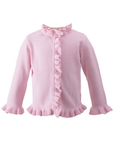 Rachel Riley Kids' Girl's Frill Trim Cardigan In Pink