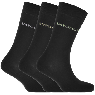 Armani Collezioni Emporio Armani 3 Pack Socks Black