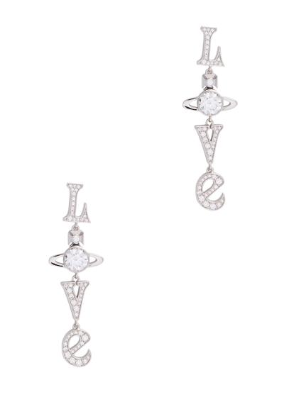 Vivienne Westwood Roderica Love Orb Drop Earrings In Silver