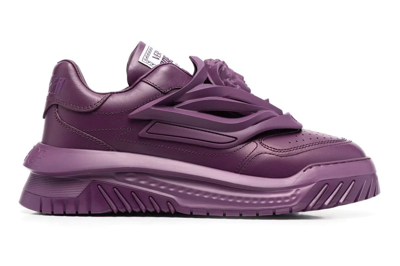 Pre-owned Versace Odissea Caged Rubber Medusa Sneaker Plum Purple