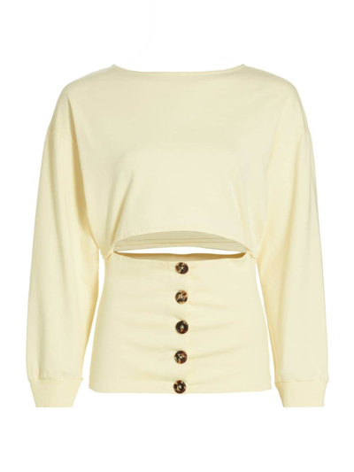 A.w.a.k.e. Button-embellished Cutout Organic Cotton-jersey Sweatshirt In Ivory