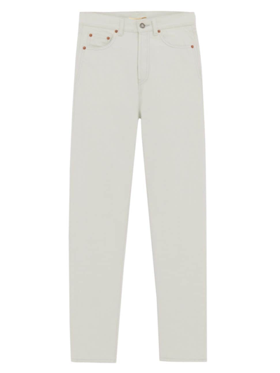 Saint Laurent High-waisted Slim-fit Jeans In Chalk White