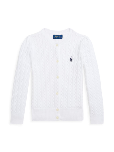 Polo Ralph Lauren Kids' Girls 2t-16 Cable-knit Cotton Cardigan In White