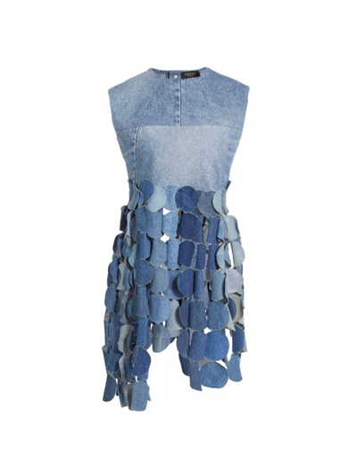 A.w.a.k.e. Women's Denim Fringe Shell Top In Blue Denim