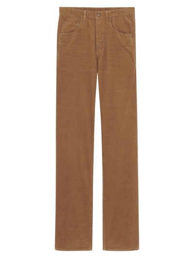 Saint Laurent Women's Long Baggy Jeans In Fall Leaf Corduroy