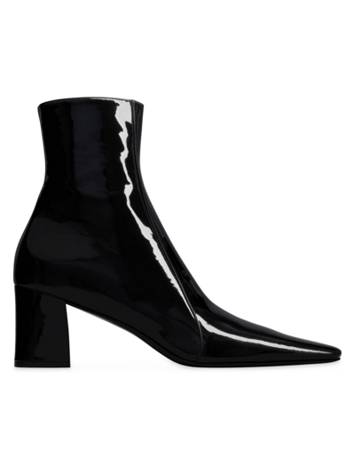 Saint Laurent Men's Rainer Zipped Boots In Patent Leather In Black