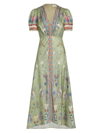 Saloni Lea Printed Long Dress In Papyrus Border