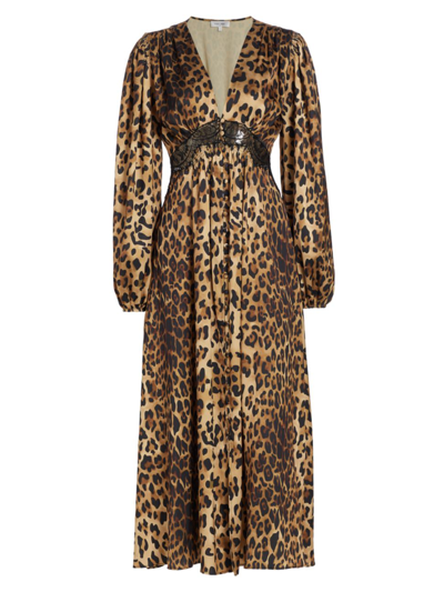 Ronny Kobo Women's Melodie Satin Cheetah-print Midi-dress In Combo Leopard