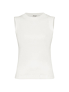 Brunello Cucinelli Ribbed Jersey Top In Blanc