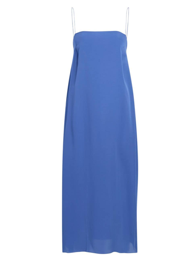 Khaite Sicily Silk Midi Dress In Blue Iris