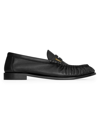 SAINT LAURENT MEN'S LE LOAFER PENNY SLIPPERS IN SHINY CREASED LEATHER