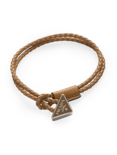 Prada Braided Nappa Leather Bracelet In Beige