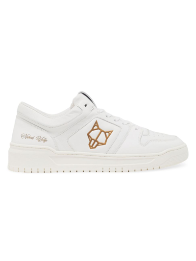 Naked Wolfe Cm-01 Branded Leather Low-top Trainers In White/oth