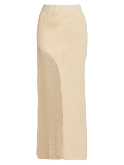 Aya Muse Sei Knit Cotton-blend Maxi Skirt In Off-white