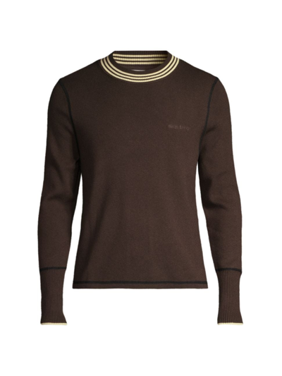 Adidas Originals Men's Long-sleeve Knit Top In Dark Brown