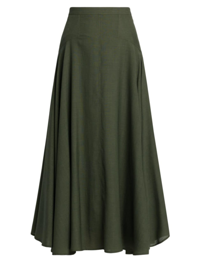 Loro Piana Women's Flavia Breeze Wool A-line Midi-skirt In 50w5 Sencha Green