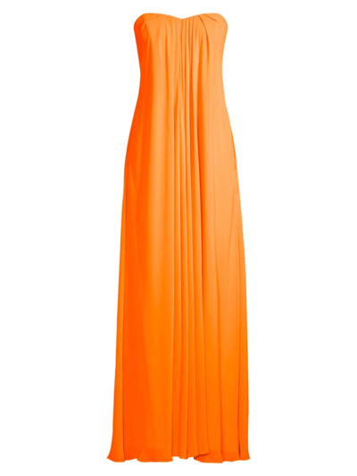 Liv Foster Women's Strapless Chiffon Maxi Dress In Neon Orange