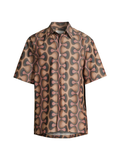 Dries Van Noten Men's Cassidy Button-front Shirt In Terra