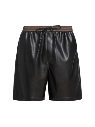 Nanushka Men's Doxxi Faux Leather Shorts In Shiitake Black