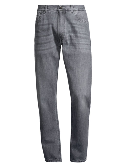 Isaia Men's Carrot-fit Jeans In Black Grey